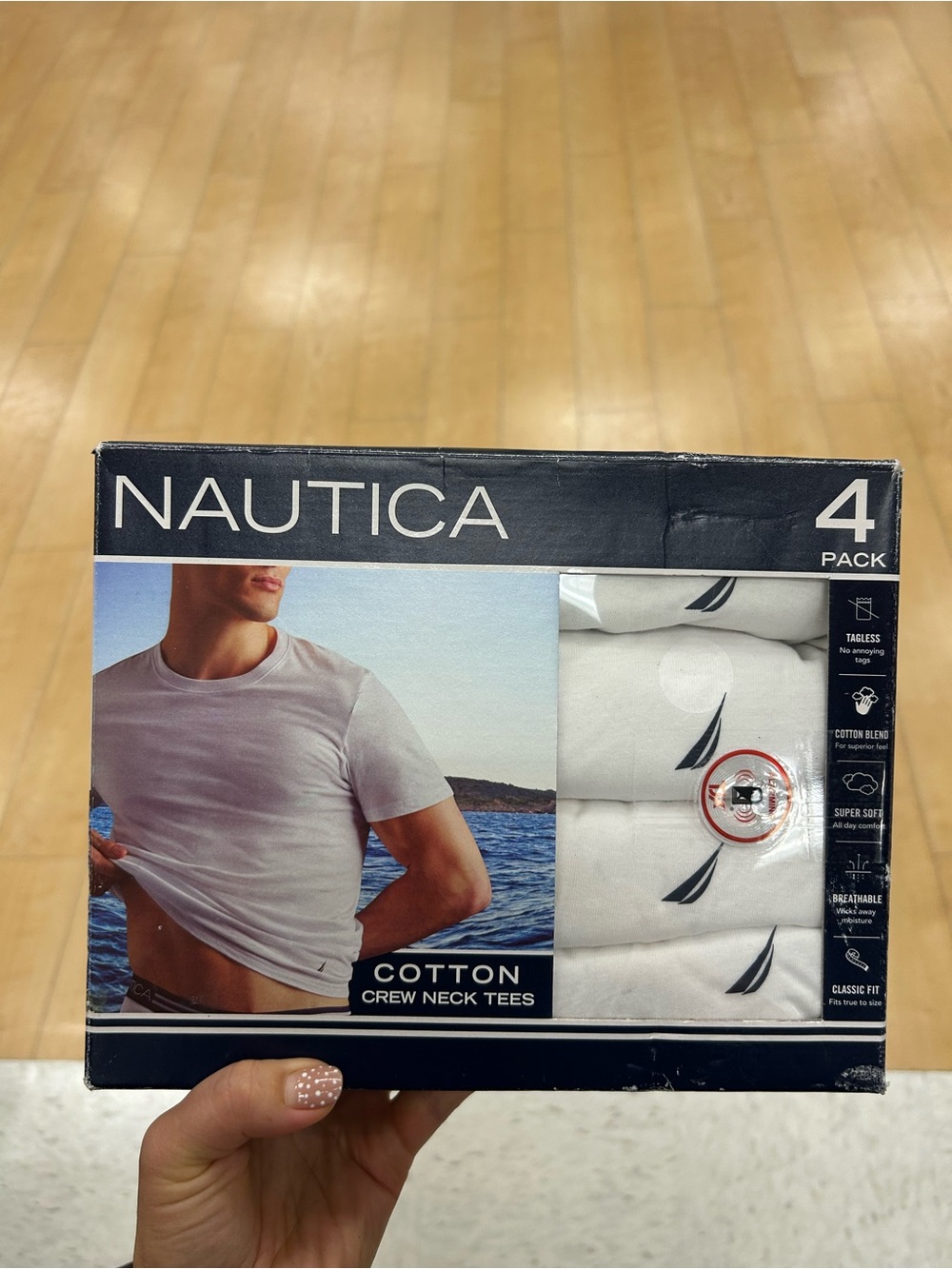 Nautica Men’s White Cotton Crew Neck Tees - 4 Pack size L